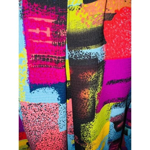 ALI MILES Bright Artsy Abstract Print 3/4 Flutter Sleeve Blouse S Artsy Travel - Picture 11 of 12